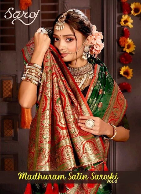 Madhuram Satin Saroski Vol 3 By Saroj Satin Silk Online Saree Wholesale